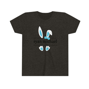 Blue Easter Bunny Name Youth Tee