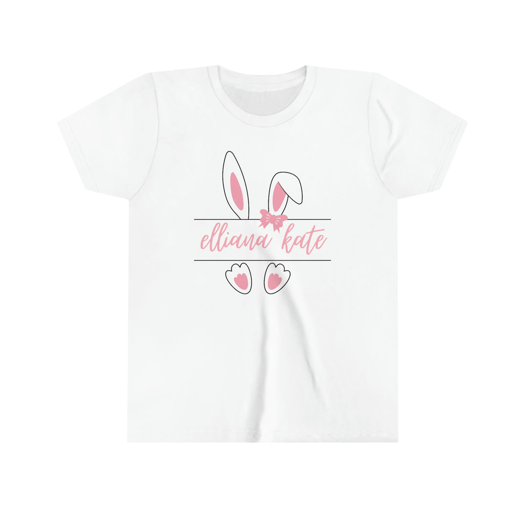 Pink Easter Bunny Name Youth Tee