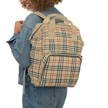 Load image into Gallery viewer, Tan/Red Plaid Diaper Backpack
