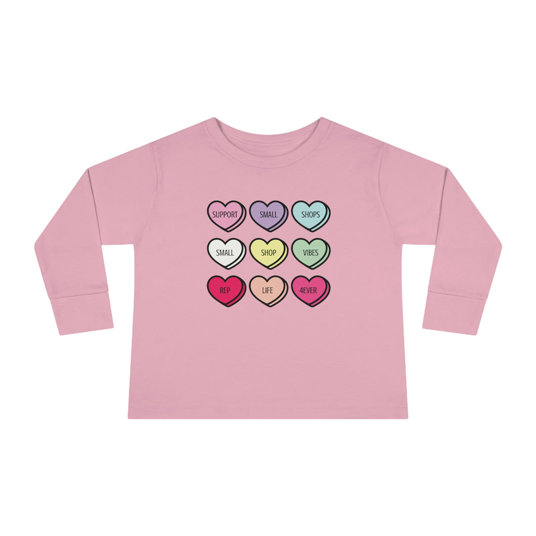 Candy Hearts Toddler Long Sleeve Tee