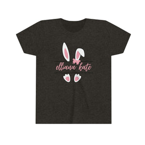 Pink Easter Bunny Name Youth Tee