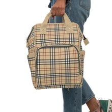 Load image into Gallery viewer, Tan/Red Plaid Diaper Backpack

