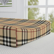 Load image into Gallery viewer, Tan/Red Plaid Baby Changing Pad Cover
