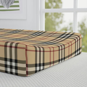 Tan/Red Plaid Baby Changing Pad Cover