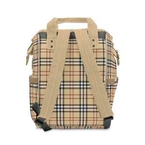 Tan/Red Plaid Diaper Backpack