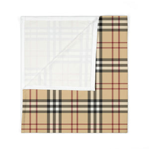 Tan/Red Plaid Baby Swaddle Blanket